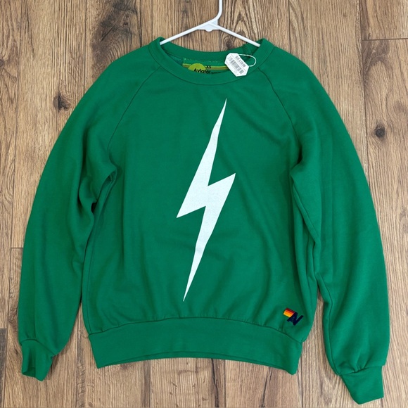 Aviator Nation Tops - NWT Aviator Nation Women's Bolt Sweatshirt In Kelly Green/White Size XS